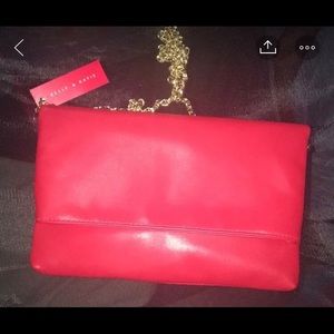 Red crossbody bag / folding clutch